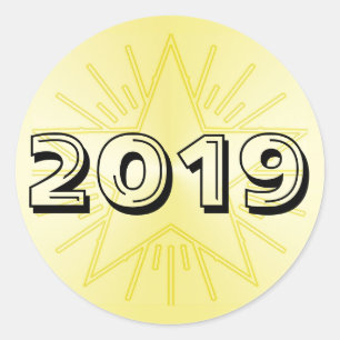 Sticker Rond Classe de l'autocollant 2019 rond d'étoile d'or