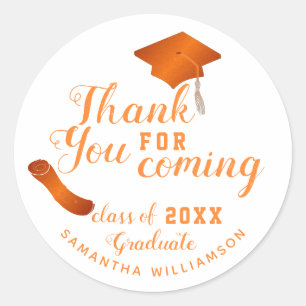 Sticker Rond Classe de Merci blanc et orange 2025