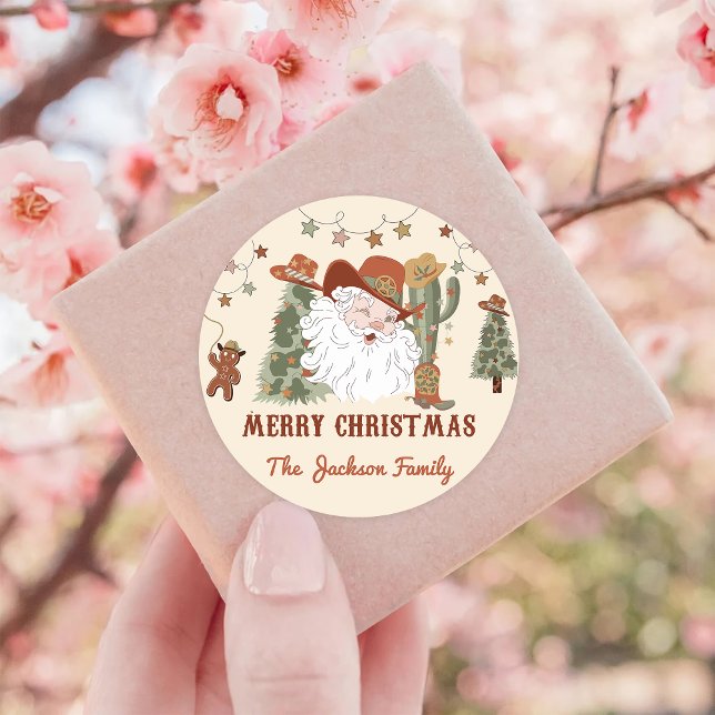 Sticker Rond Classe de Merci de Noël occidental (Créateur téléchargé)