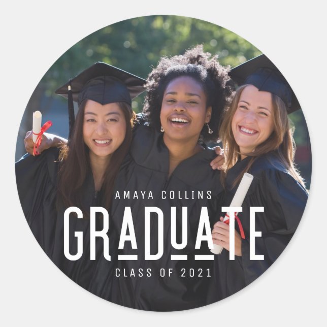 Sticker Rond Classe de photos de fin d'études secondaires de 20 (Devant)