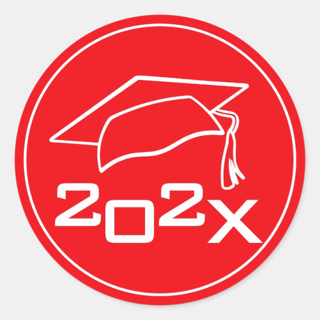 Sticker Rond Classe de plafond de diplôme Année Rouge (Devant)