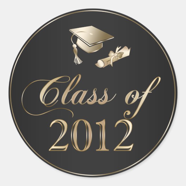 Sticker Rond Classe de sceaux de Casquette et de diplôme 2012 (Devant)