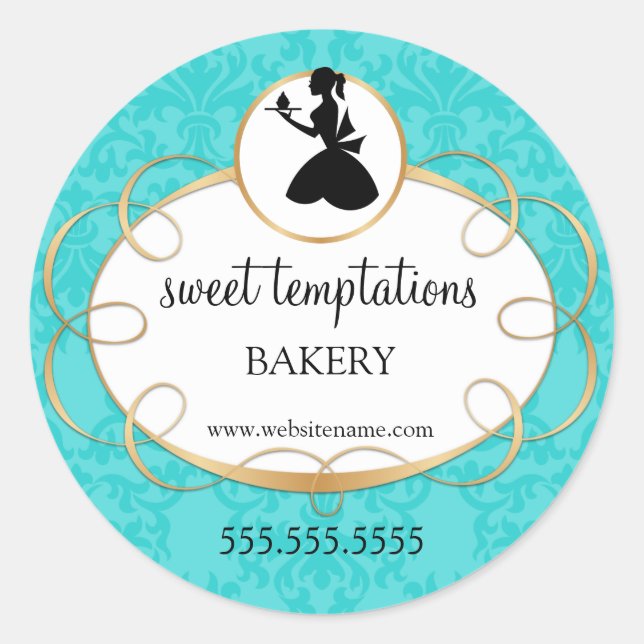 Sticker Rond Classe d'emballage Silhouette Lady and Cupcake Bak (Devant)