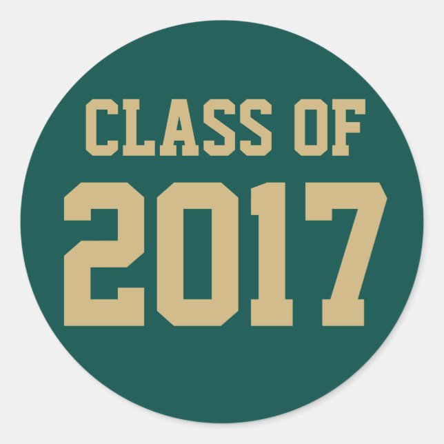 Sticker Rond Classe d'or vert modifiable de 2018 Graduation (Devant)