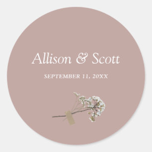 Sticker Rond Classe florale Rose poussiéreuse minimale élégant