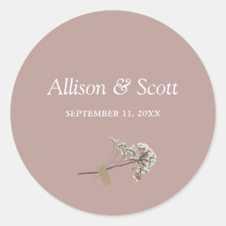 Sticker Rond Classe florale Rose poussiéreuse minimale élégant