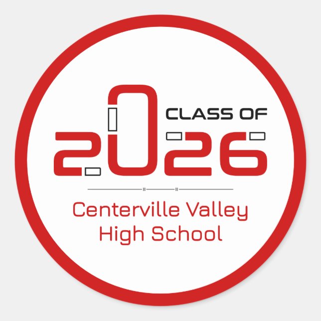 Sticker Rond Classe futuriste rouge de 2026 (Devant)