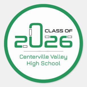 Sticker Rond Classe futuriste verte de 2026