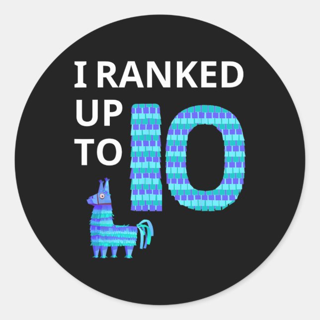 Sticker Rond Classé Jusqu'À 10 Jeu Vidéo Anniversaire Llama Piñ (Devant)