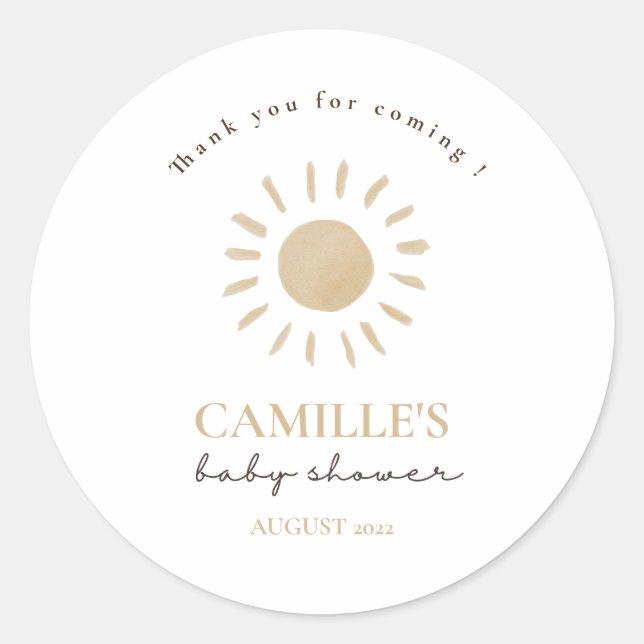 Sticker Rond Classe Merci couleur Boho Rainbow et Sunshine (Devant)