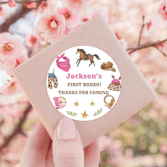 Sticker Rond Classe Merci d'anniversaire occidentale (Créateur téléchargé)