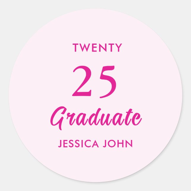 Sticker Rond Classe minimal Elegant Pink de 2025 (Devant)