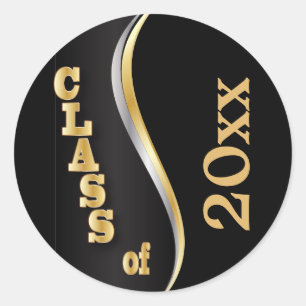 Sticker Rond Classe Noir et Or de 20XX
