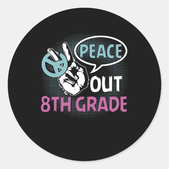 Sticker Rond Classe Peace Out 8e (Devant)