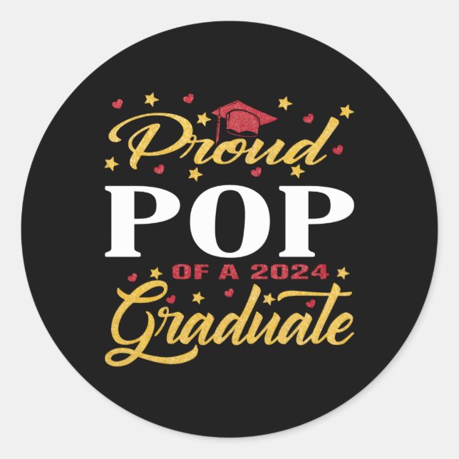 Sticker Rond Classe Pop Fière De 2024 Diplômé Senior 24 Graduat (Devant)