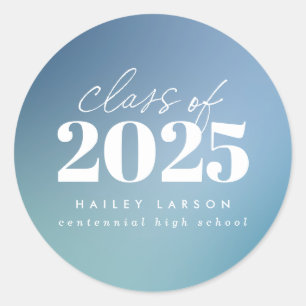 Sticker Rond Classe tendance de 2024 Blue Gradient Graduation