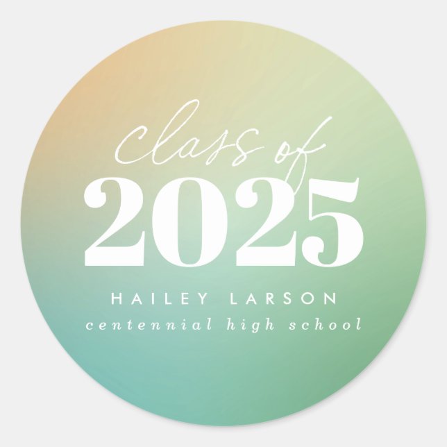 Sticker Rond Classe tendance de 2024 Green Gradient Graduation (Devant)