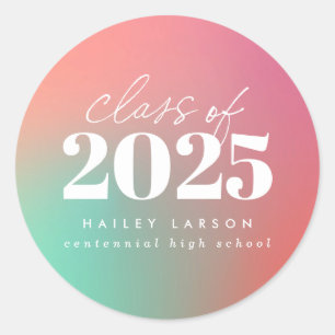 Sticker Rond Classe tendance de 2024 Pink Gradient Graduation