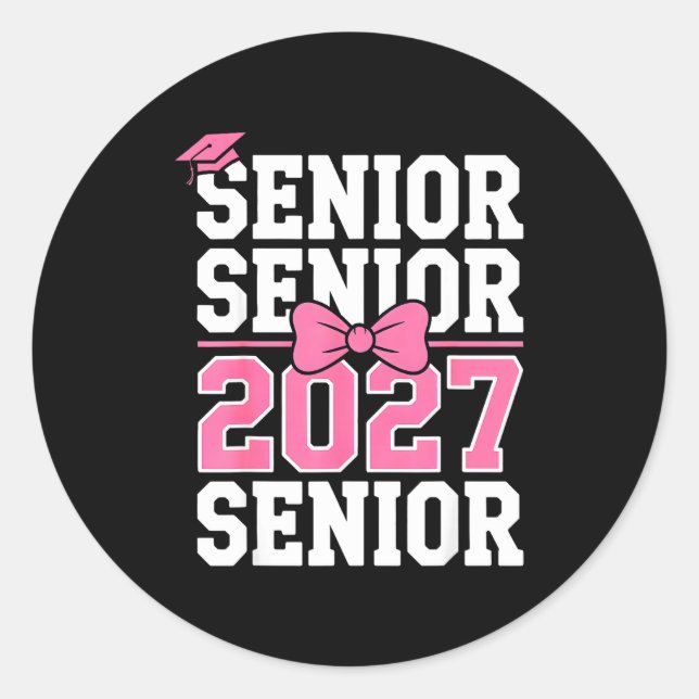 Sticker Rond Classe Terminale 2027 Coquette Rose (Devant)