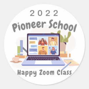 Sticker Rond Classe Zoom de l'école Pioneer 2022 personnalisée 