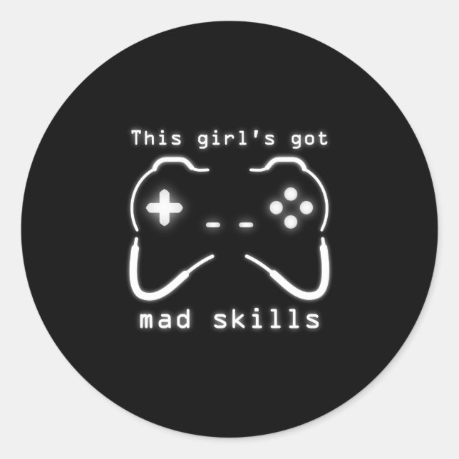 Sticker Rond Classi, la fille a des compétences Mad Contrôleur  (Devant)