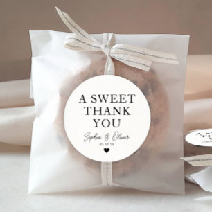 Sticker Rond Classic A Sweet Merci Heart Nom du Mariage Favoris