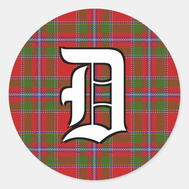 Sticker Rond Classic Clan Drummond Tartan Monogramme (Devant)