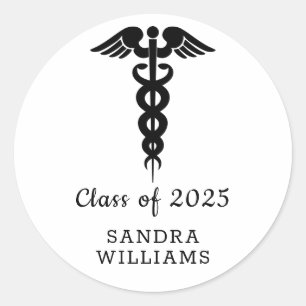 Sticker Rond Classic Elegant Class of 2024 Médicale Graduation