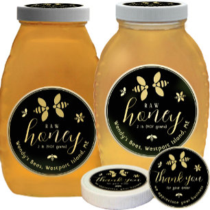 Sticker Rond Classic et traditionnel Queenline Honey 2 lb Jar