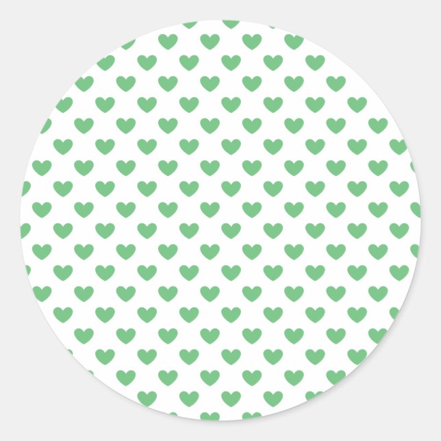 Sticker Rond Classic Hearts Summer Green - White (Devant)