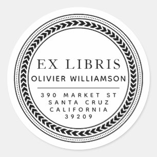 Sticker Rond Classic Masculine Frame Ex Libris Plaque