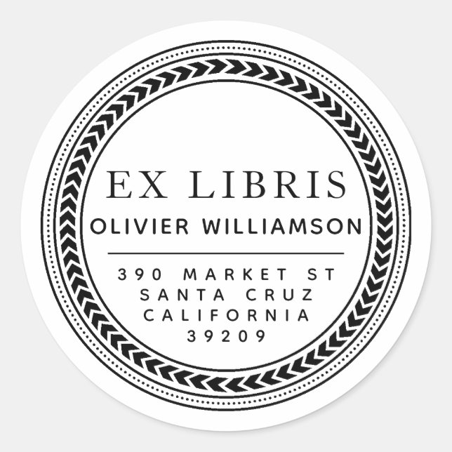 Sticker Rond Classic Masculine Frame Ex Libris Plaque (Devant)