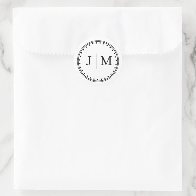 Sticker Rond Classic Monogram Wedding Border line (Sac)