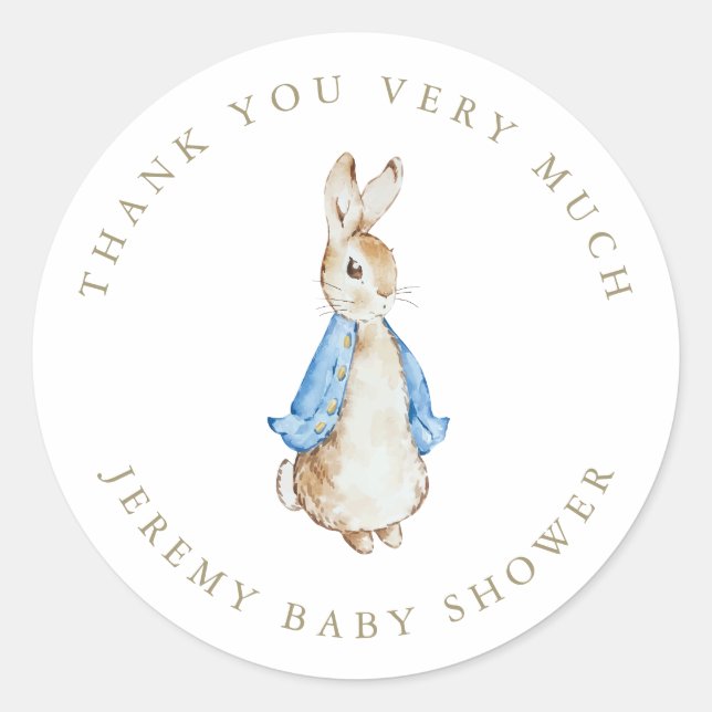 Sticker Rond Classic Peter le lapin Baby shower Carré Sticke (Devant)