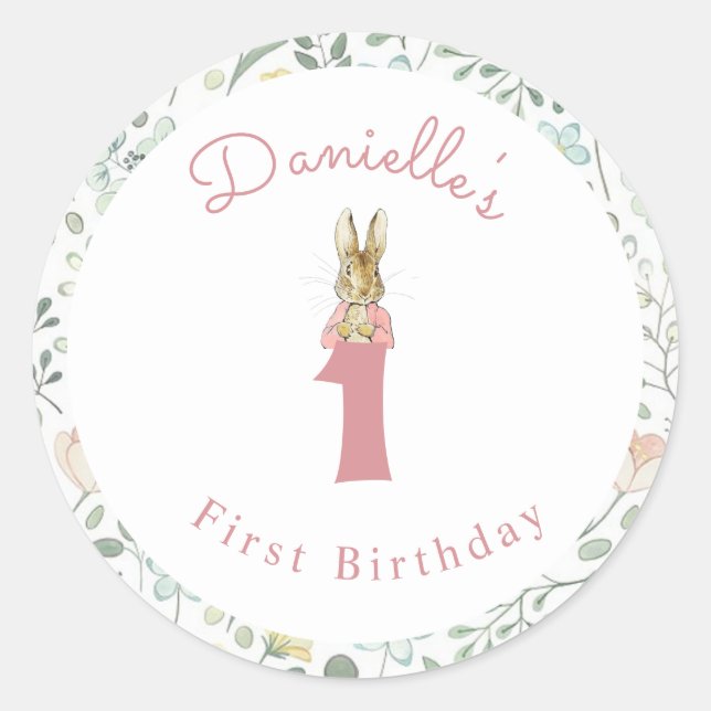 Sticker Rond Classic Peter le lapin Beatrix Potter Anniversaire (Devant)