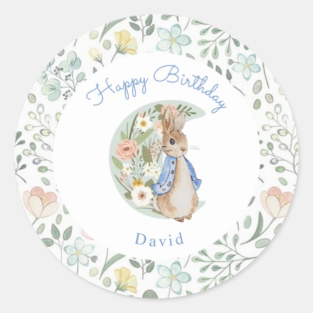 Sticker Rond Classic Peter le lapin Beatrix Potter Anniversaire (Devant)