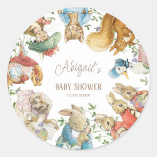 Sticker Rond Classic Pierre le Baby shower lapin