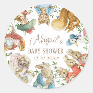 Sticker Rond Classic Pierre le Baby shower lapin
