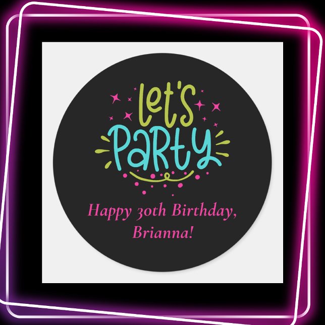 Sticker Rond Classic Retro Simple Fêtons l'anniversaire (Créateur téléchargé)