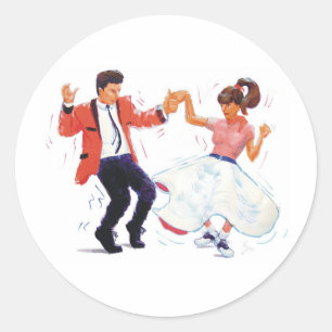 Sticker Rond Classic Rock et Roll Jive Dancing