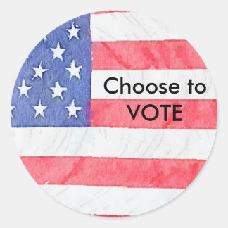 Sticker Rond Classic Round American Flag Choisir de voter Stick