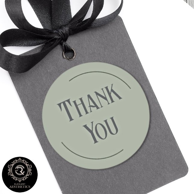 Sticker Rond Classic Sage Green Thank You Business Branding (Classic Sage Green Thank You Business Branding Round Sticker)