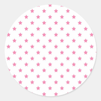 Sticker Rond Classic Stars Fuchsia Pink - White