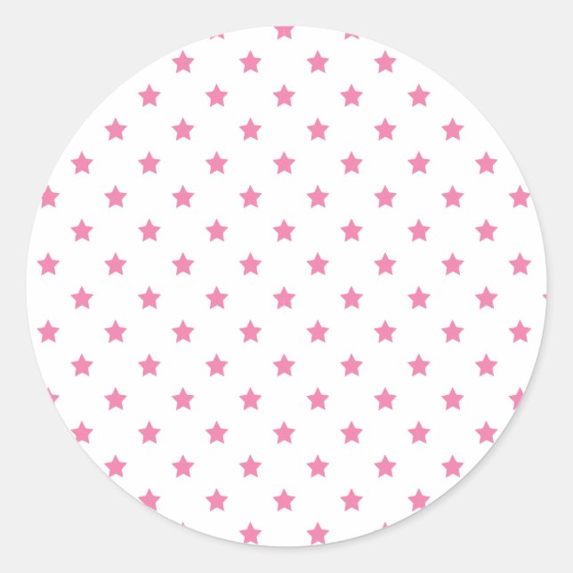 Sticker Rond Classic Stars Fuchsia Pink - White (Devant)