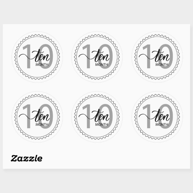 Sticker rond classique 10 mois (Feuille)