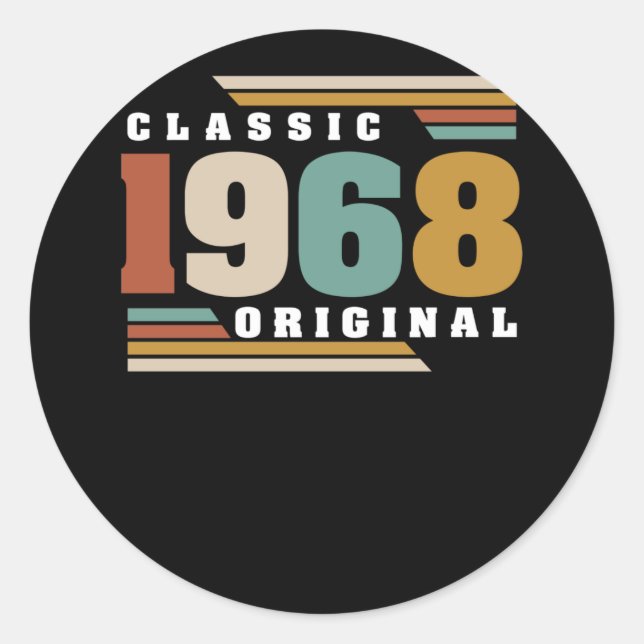 Sticker Rond Classique 1968 Original 54e anniversaire 54 ans (Devant)
