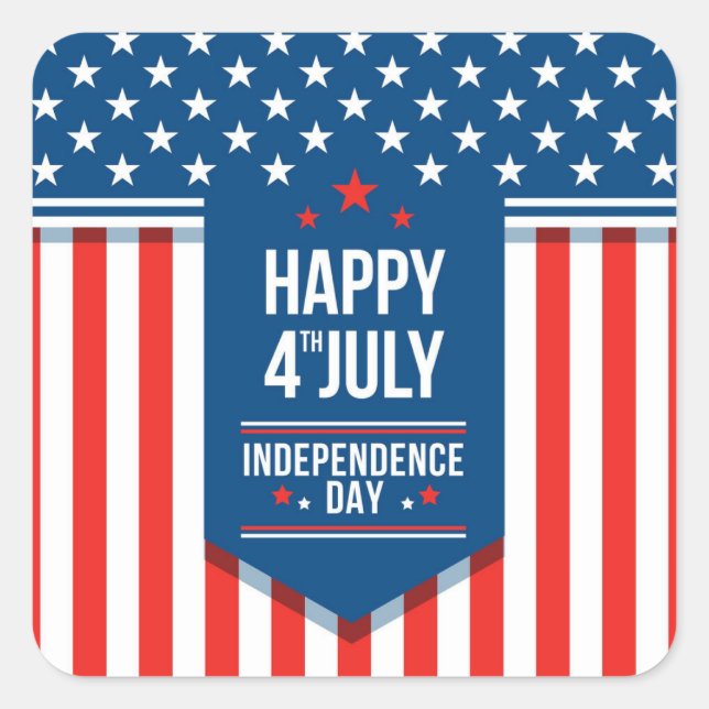 Sticker rond classique 4 juillet jour de l'indépen (Devant)