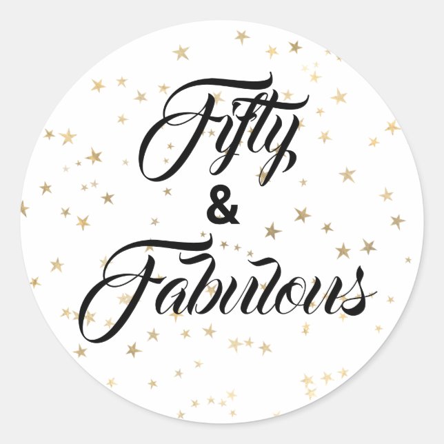 Sticker rond classique 50 et fabuleux Gold Stars (Devant)