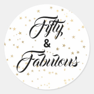 Sticker rond classique 50 et fabuleux Gold Stars