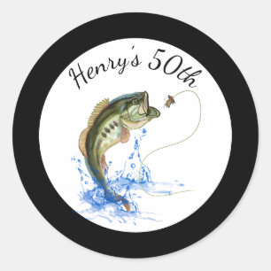Sticker rond classique 50e anniversaire de pêche